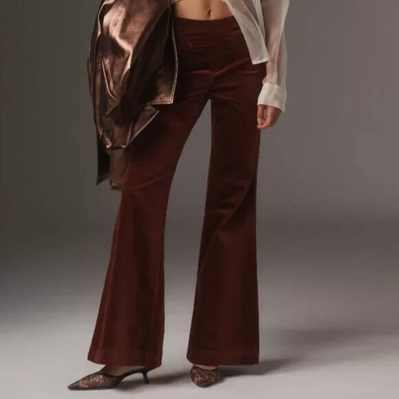 Anthropologie Pilcro Pants Pull-On Mid-Rise Velvet Retro Flare Jeans 70s size 28 - Picture 16 of 16